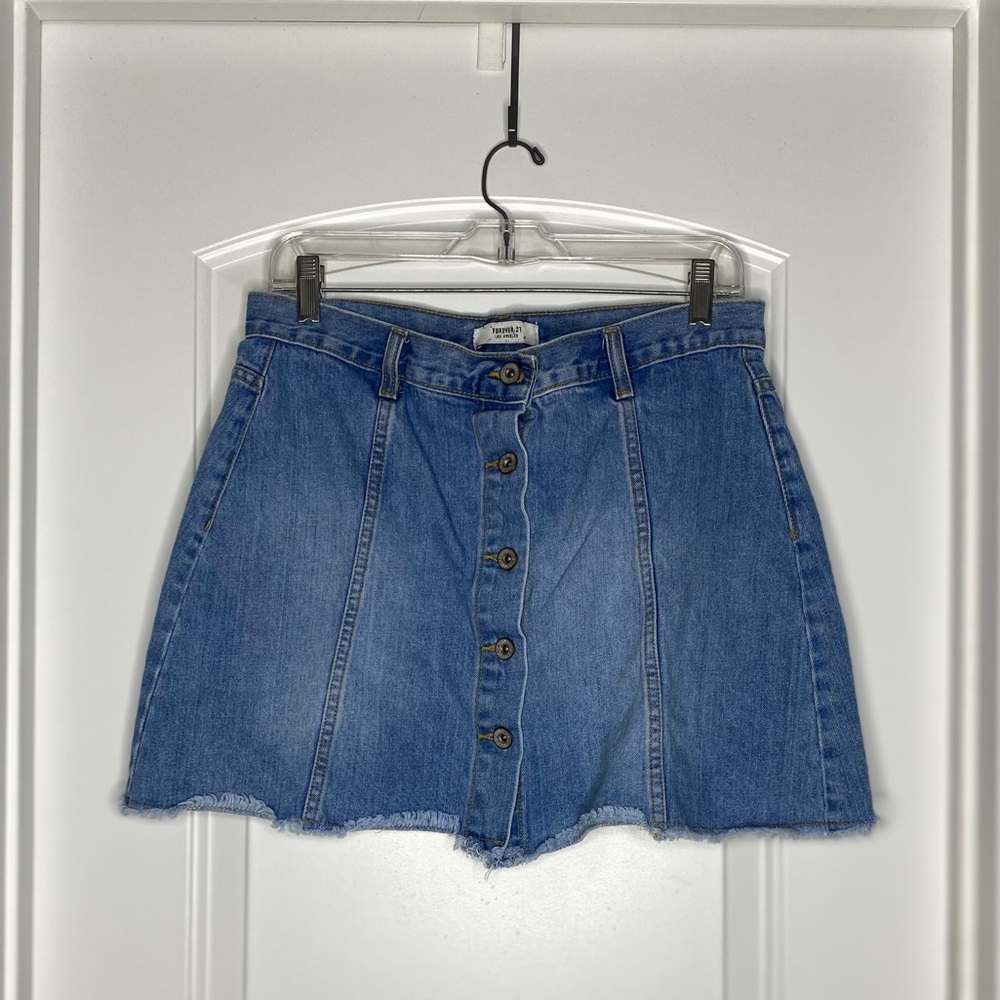 F21 Button-up Jean Skirt